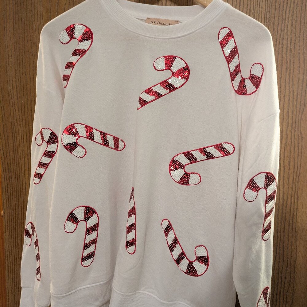 White Candy Cane Sweatshirt (Medium)